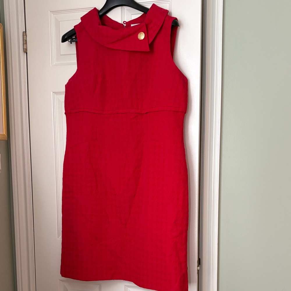 Liz Claiborne Red Midi Dress with Button Detail